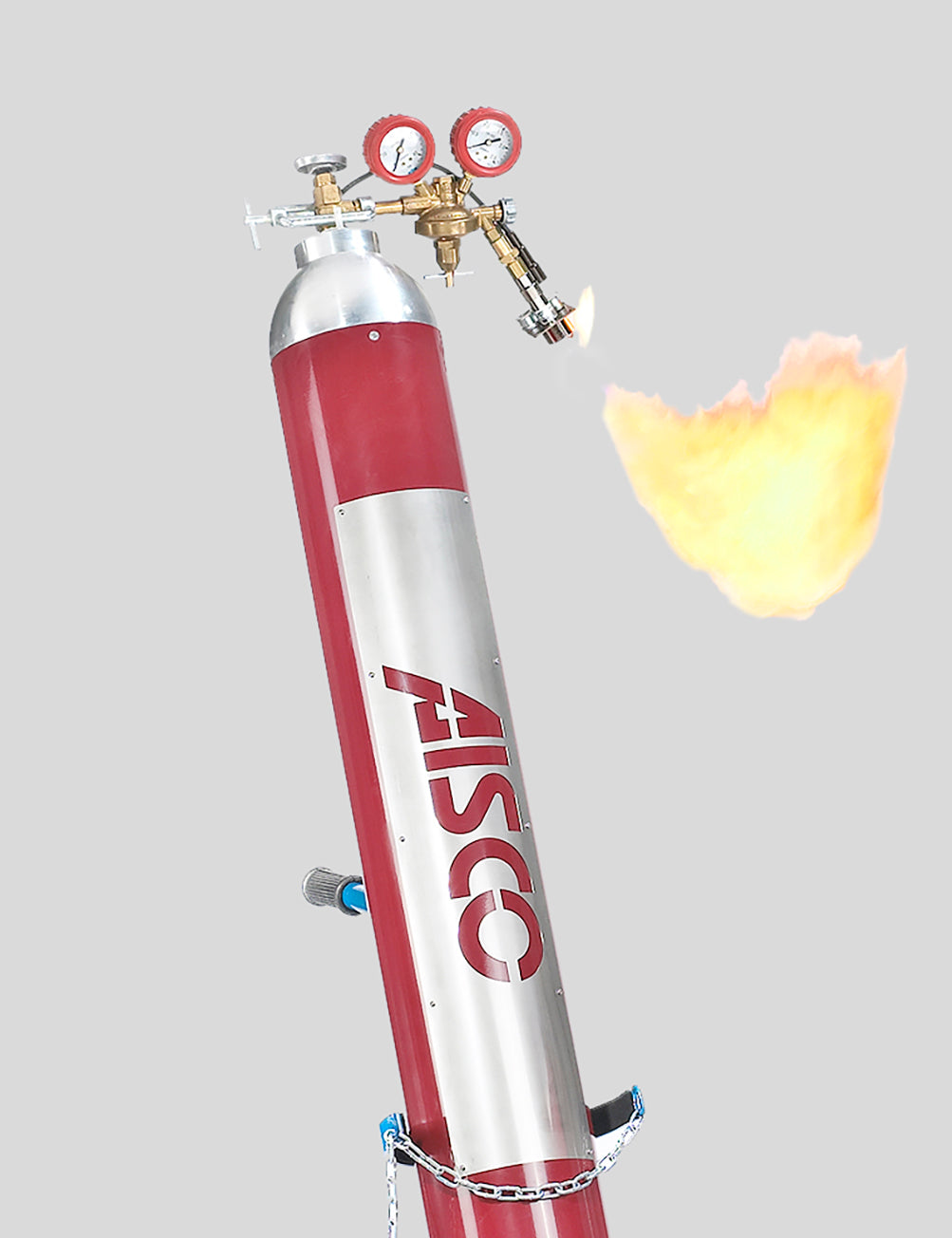 Acetylenflaschen Trainer brennend mit Gasflamme