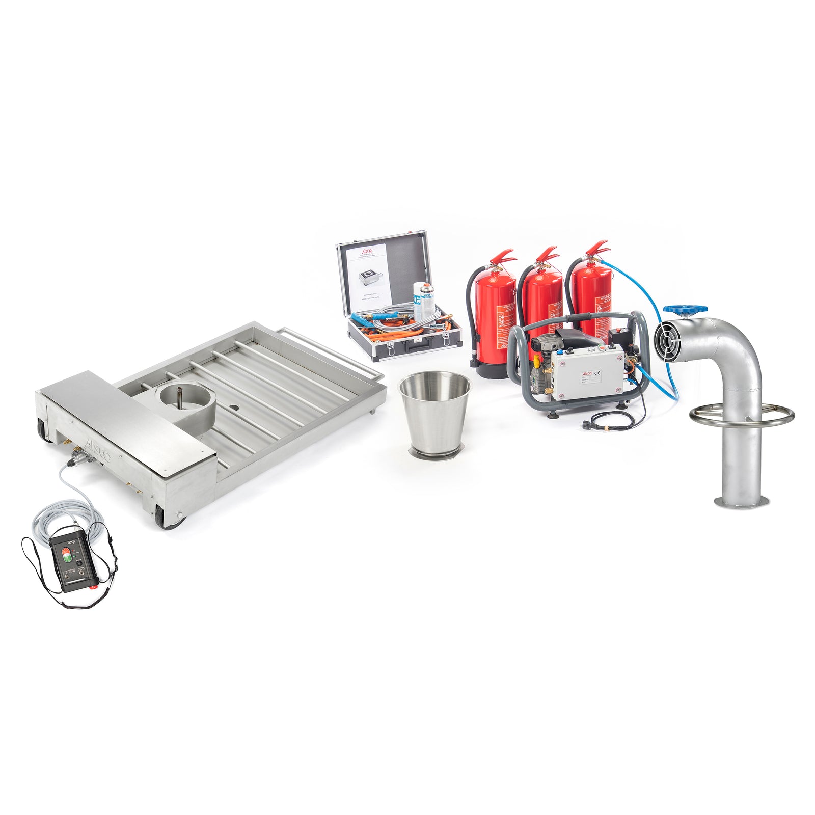 AISCO Firetrainer E1502 with active flame wall attachment for realistic simulation of large-scale fires in firefighter training