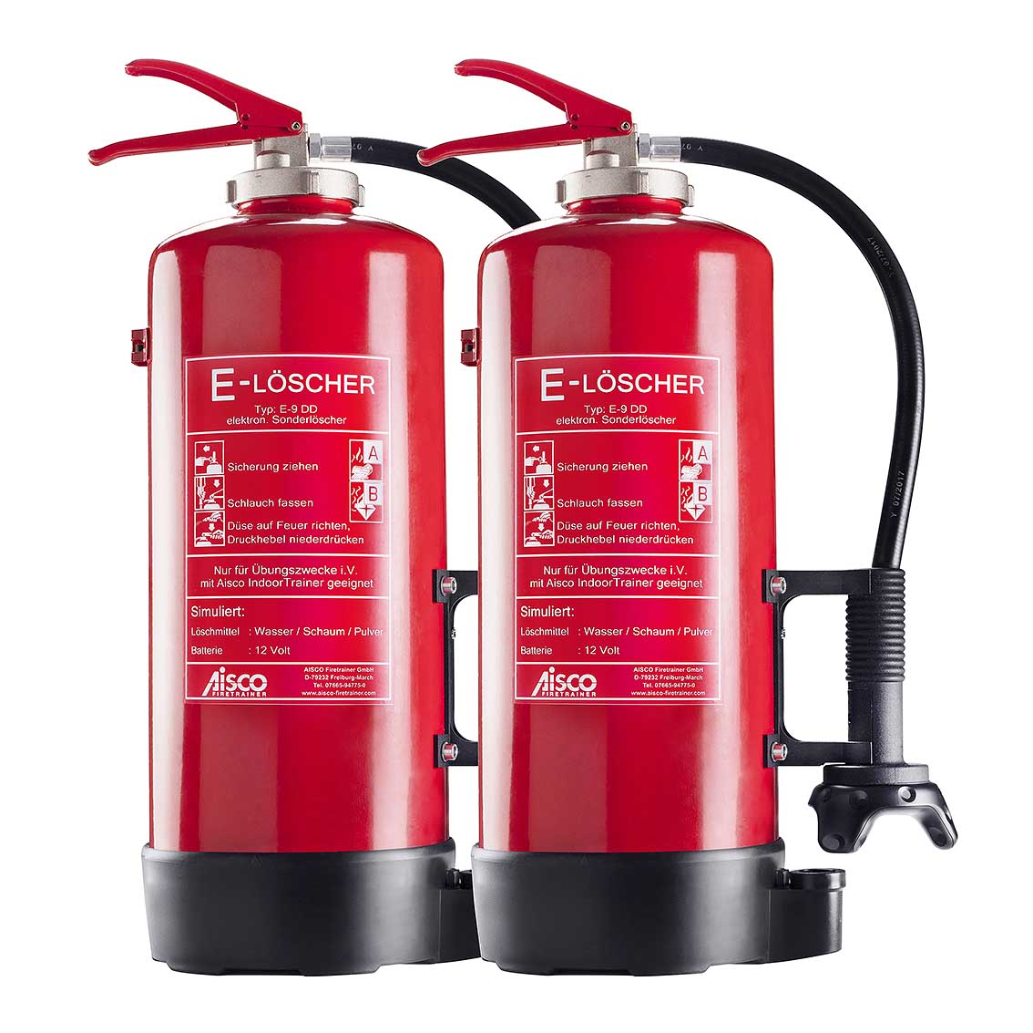 Zwei elektronische Übungslöscher für Brandsimulationen am AISCO IndoorTrainer