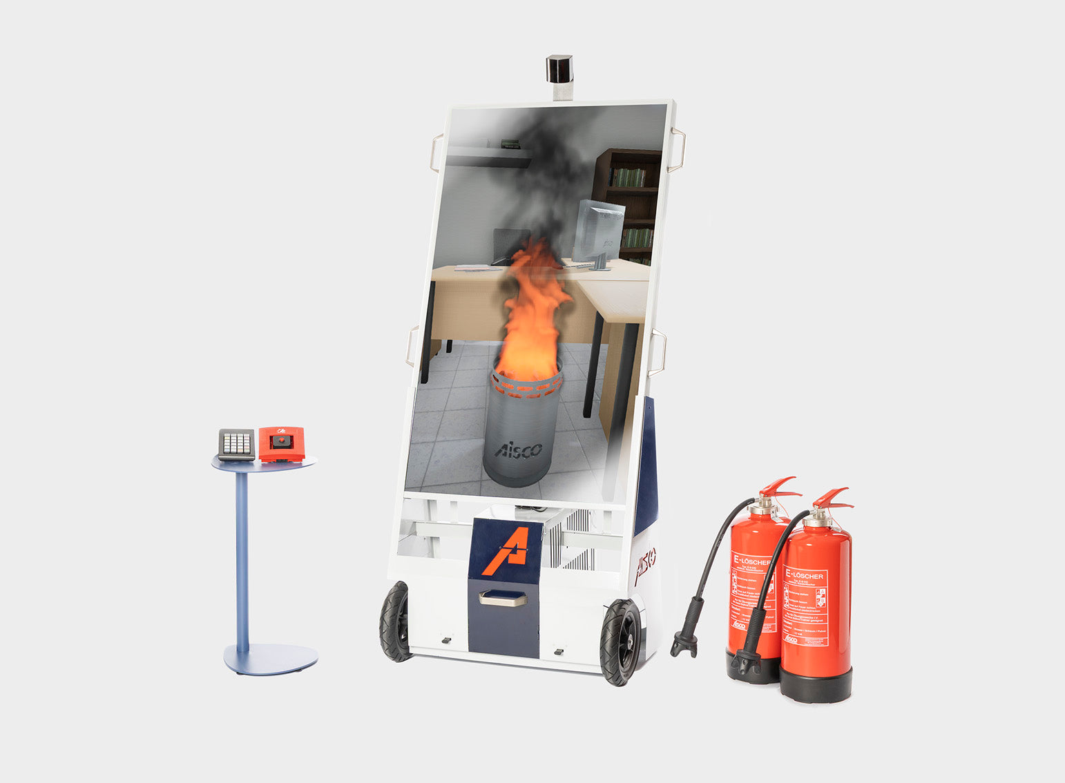 AISCO IndoorTrainer, digitaler Firetrainer mit zwei elektronischen Löschern für Brandsimulationen