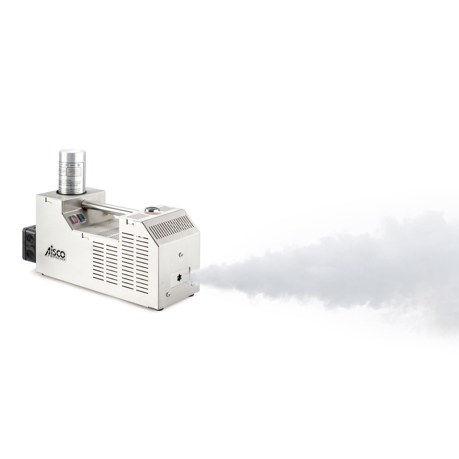 AISCO Smoke-y smoke generator on a white background with active smoke emission